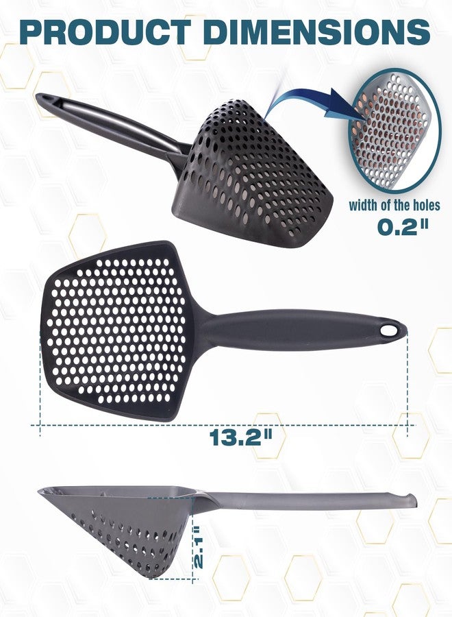 EYNEL Set of 1 Cat Litter Scoop with Small Holes, Deep Sifting Shovel for Fine Litter, Reptile Terrarium Sand & Rabbit Pooper Lifter, Hanging Handle Poop Scooper (Black, Set of 1) - Image 4